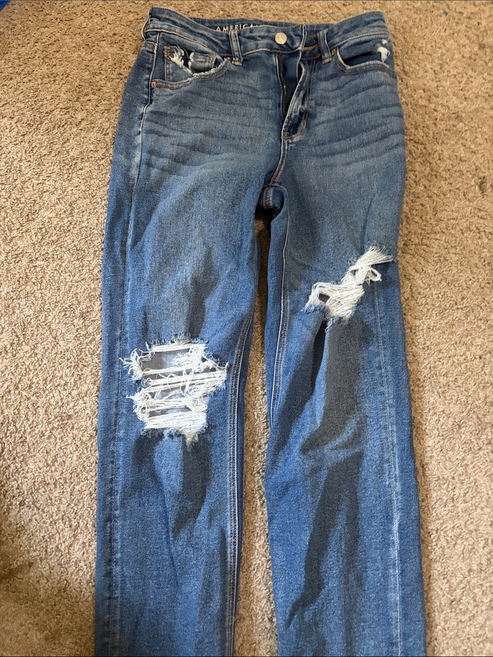 American Eagle Outfitters Distressed Medium Blue Skinny Jeans